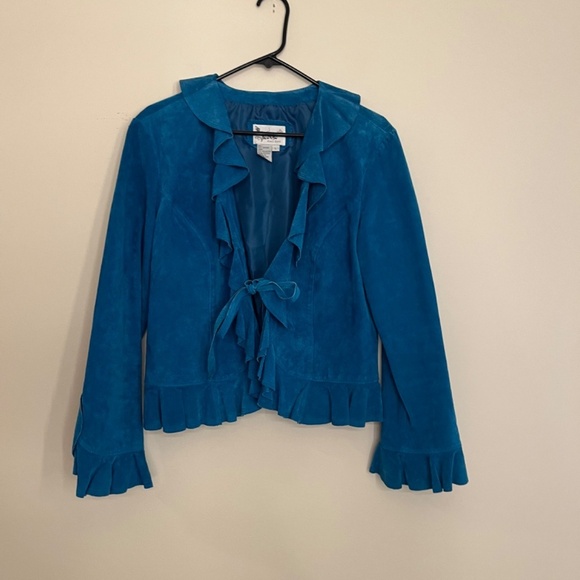 Vintage Suede Ruffle Jacket size L - Picture 2 of 7